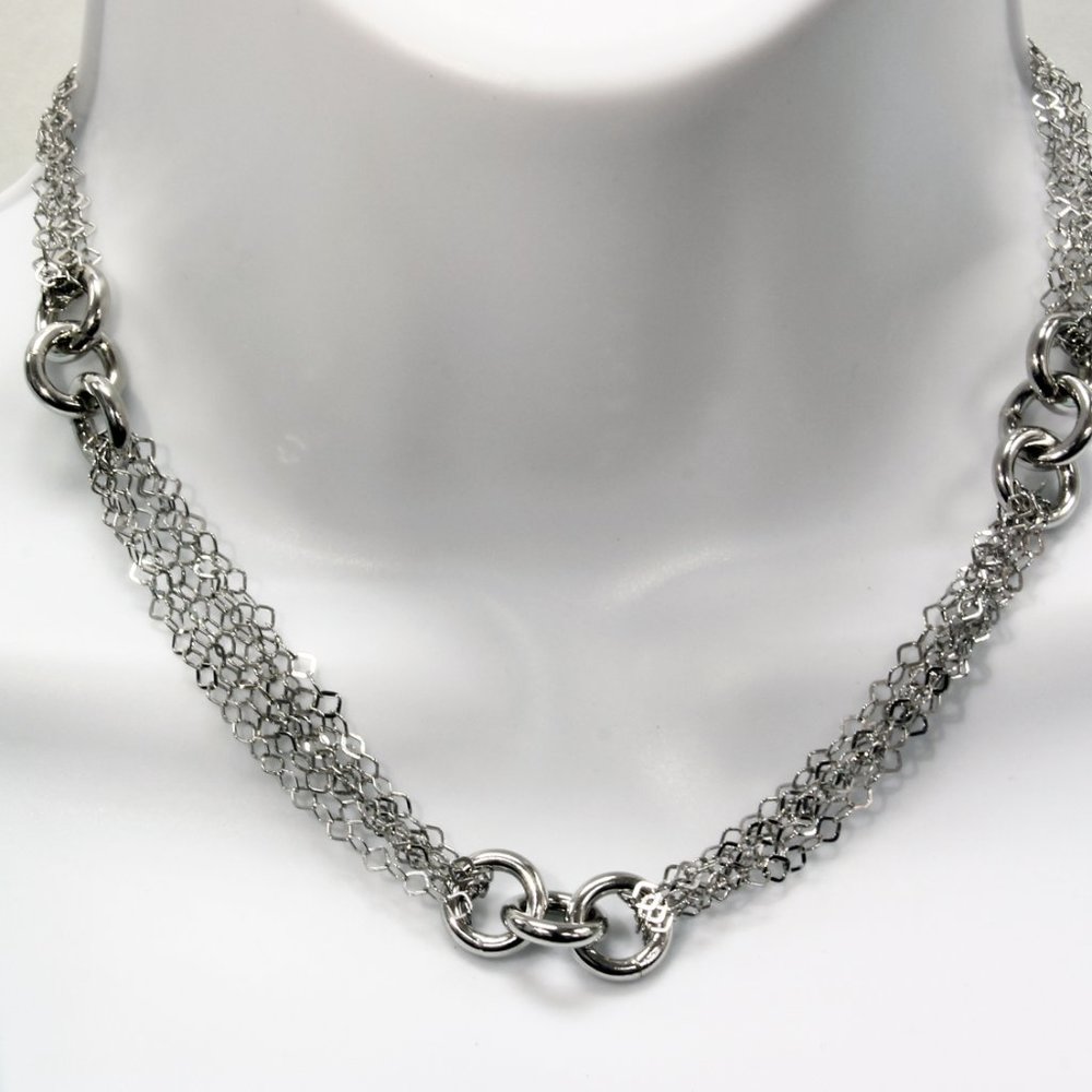 New 925 Silver Multi Strand 16 Inch Chain Necklace